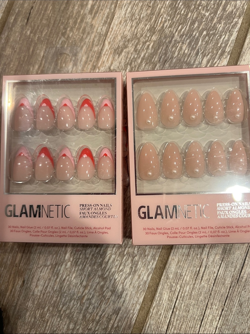 2 sets of GLAMNETIC Short Almond Press-On Nails